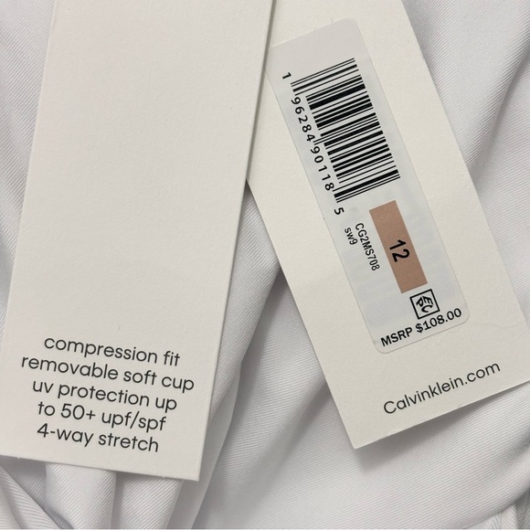 Calvin Klein One Piece Swimsuit Compression Stretch White Size 12 - Picture 7 of 7